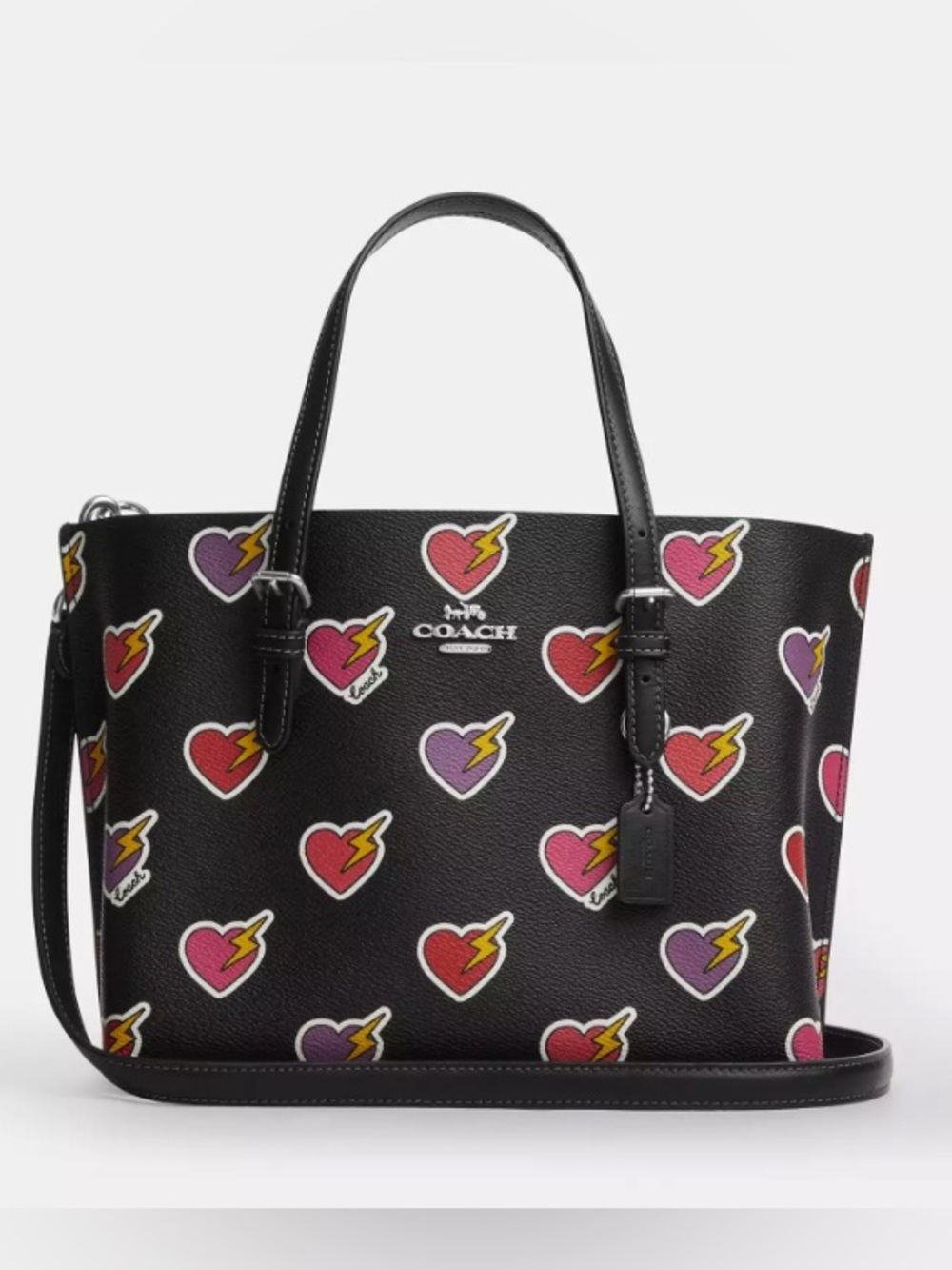 COACH Black Heart Lightning Mini Tote